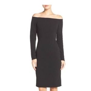 Eliza J Scuba Sheath off the Shoulder Dress
